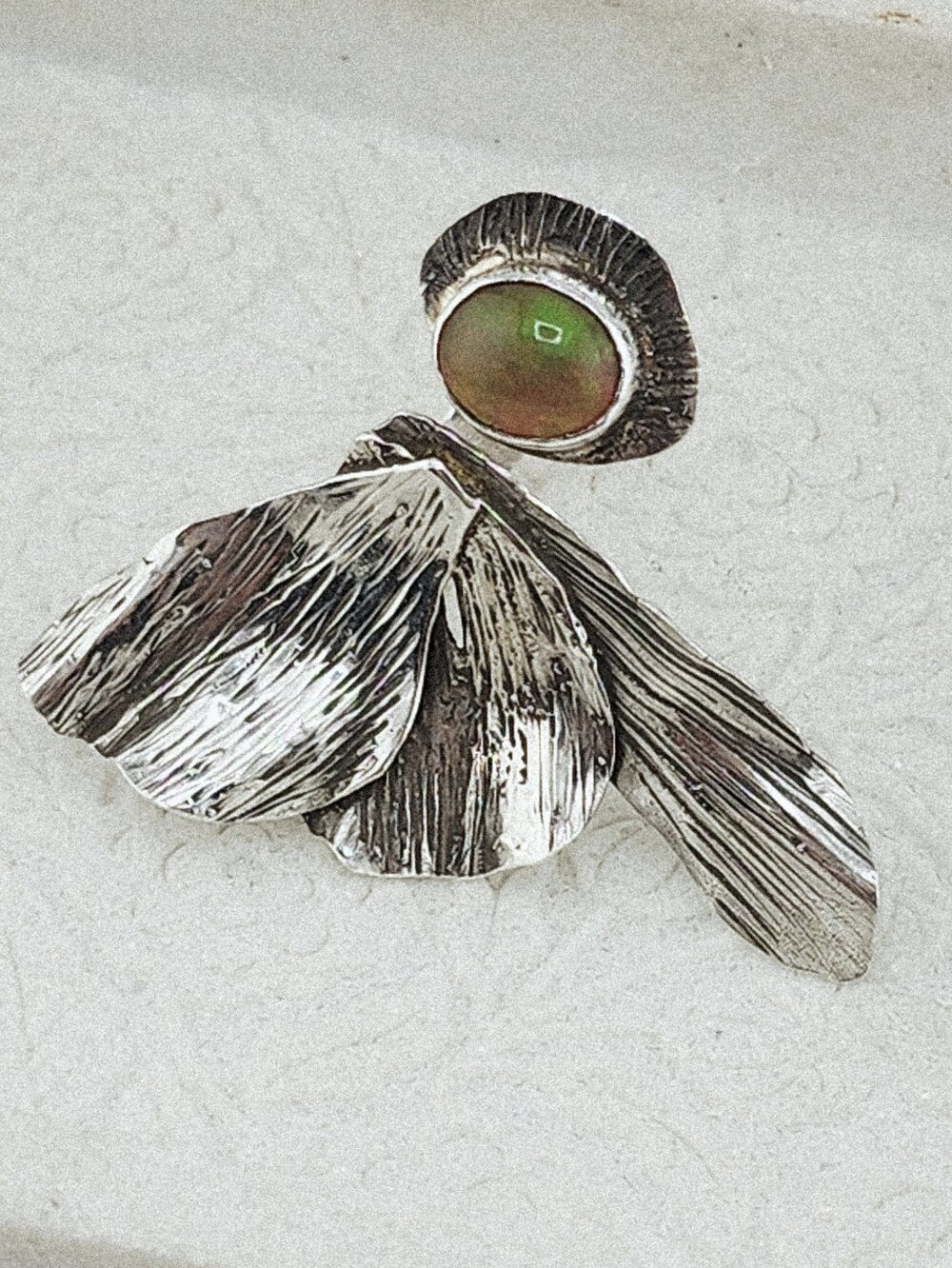 OPAL GEMSTONE BUTTERFLIE RING ADJUSTABLE SIZE FROM 7/9.5 - Picture 11 of 16